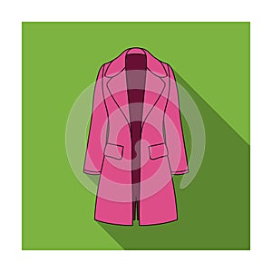 female restrained coat buttoned. Women s outerwear..Women clothing single icon in flat style vector symbol stock