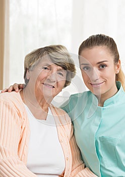 Female retiree and nurse