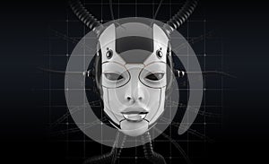 Female Robot Face Futuristic design