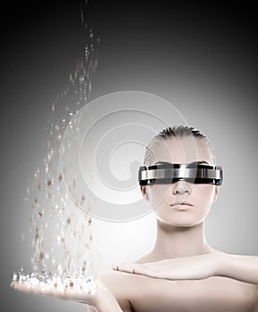 Female robot. Nanotechnology concept