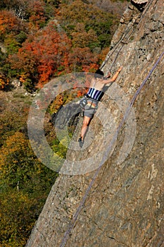 Female rock climber