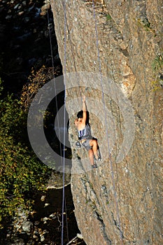 Female rock climber