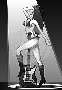 Female Rock Star with Guitar