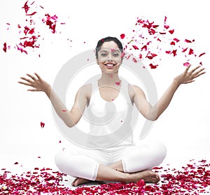 Female with rose petals