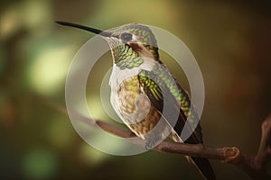 Female Ruby-throated Hummingbird. Generative AI