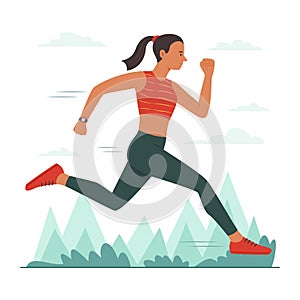 Female Runner Athlete Enjoying Practice Running Outdoor