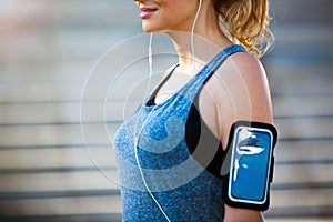Female runner using smartphone