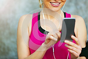 Female runner using smartphone