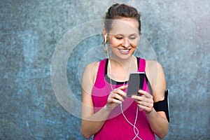 Female runner using smartphone