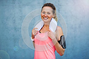 Female runner using smartphone