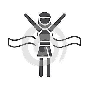 Female runner winner running sport race silhouette icon design