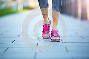 Female running feet close-up