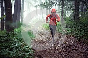 Female running trail nature outdoor.