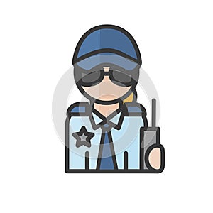 Female safeguard avatar. Woman working. Profile user, person. People icon. Vector illustration