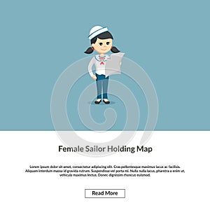 The female sailor is holding a map information