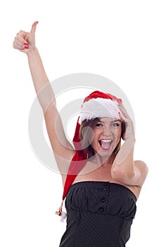 Female santa doing an okay sign
