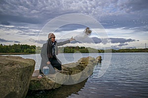 Female Scattering Cremated Ashes photo