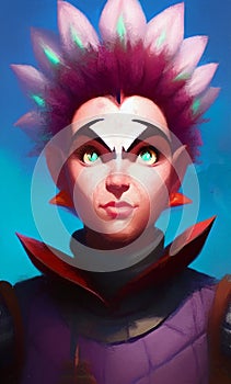 Female sci-fi character with a crazy hairstyle