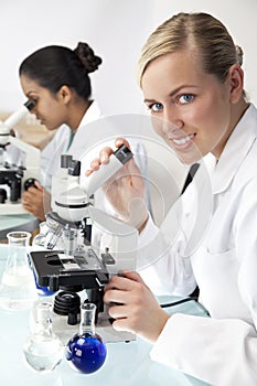 Female Scientific Research Team a Laboratory