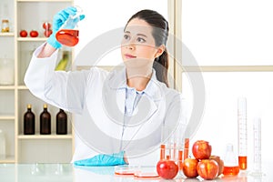 Female scientist looking for new genetic modification