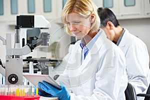 Female Scientist Using Tablet Computer In Laboratory