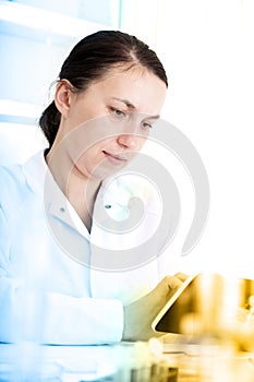 Female Scientist Using Tablet In Laboratory