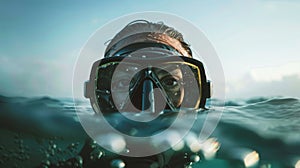 Female scuba diver underwater. Woman in scuba diving mask in water