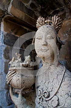 Female sculptures. at wat arun, bangkok, thailand