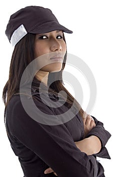 Female security guard with folded arms