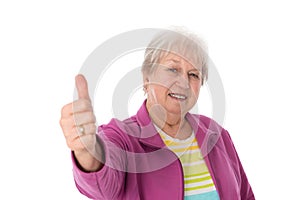 Female senior with thumb up
