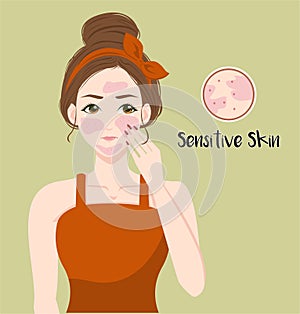 Female with sensitive skin type avatar vector