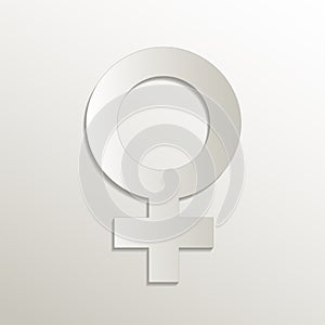 Female sex symbol icon, card paper 3D natural