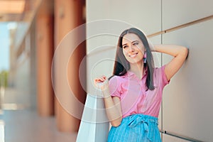 Female Shopper Standing in Front of the Mall