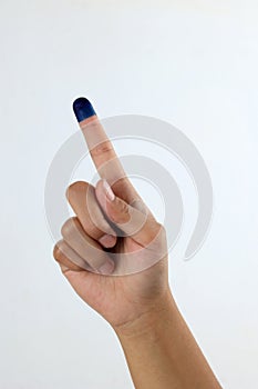 Female Showed Hand with Ink for Indonesian Election Day or Pemilu, Little Finger Jari Tinta photo