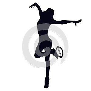 Female silhouette doing seethe - jump from one foot to the other, while the free leg will touch the back of the thigh