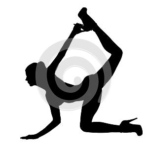 Female Silhouette Performing Yoga Stretching Pose