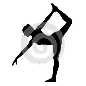 Female Silhouette in Yoga King Dancer Variation Pose