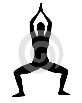 Female Silhouette in Yoga Tree Pose Variation Pose