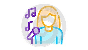 Female Singer With Microphone Sing Recital Icon Animation