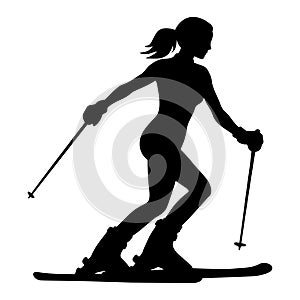 Female Skier in action silhouette