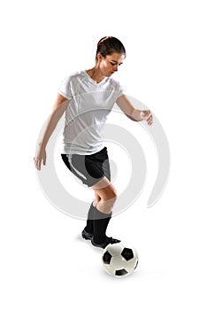 Female Soccel Player Controlling Ball