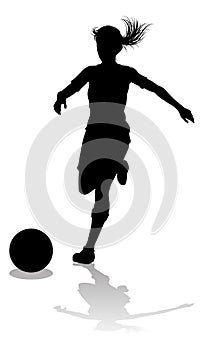 Female Soccer Football Player Woman Silhouette photo