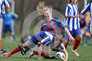 Female soccer intense competition