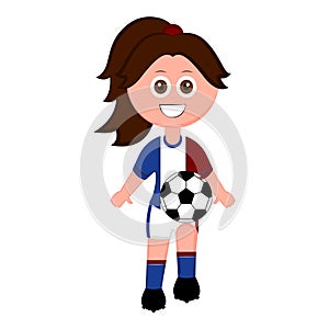 Female soccer player with a soccer ball