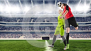 Female soccer players having a scrimmage on a soccer match