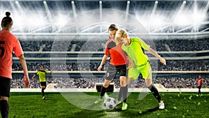 Female soccer players during a scrimmage on a soccer match