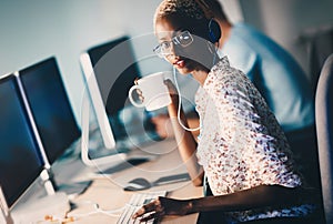 Female software developer working for IT company