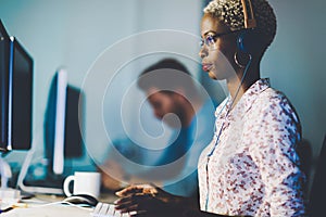 Female software developer working for IT company