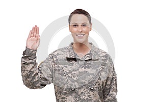 Female soldier performing oath