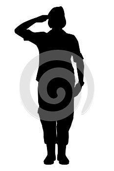 Female soldier silhouette vector